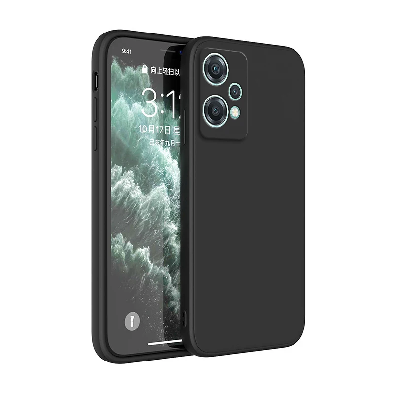 Candy Color Liquid Silicone Soft Back Cover Phone Case with Straight Edge Design