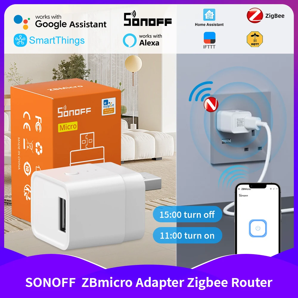 SONOFF Micro DC 5V USB Adapter Wifi Smart Timing Plug EWelink App Control Work With Alexa Google Alice Home Assistant Ifttt