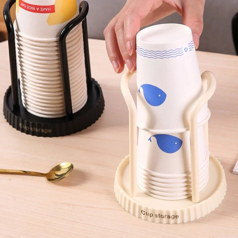 Simple Disposable Cup Storage Holder Water Tea Cups Dispenser Rack Shelf with Longer Stick Mug Display Stand Home Organizer