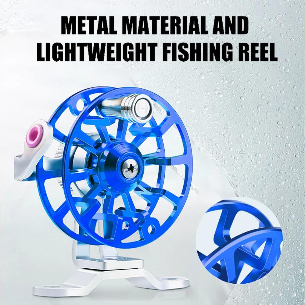 All Metal Mini Fly Fishing Reel Ice Wheel 50g 53mm Right Hand Upgrade Base  For Pike Bass Winter Flying Fishing Accessories