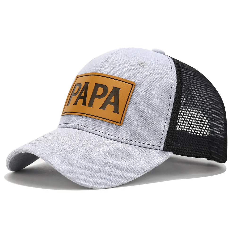 PAPA Letter Leather Patch Baseball Caps Adjustable Snapback Breathable Trucker Hat Casual Outdoor Sport Cap Lightweight Sun Hats 4