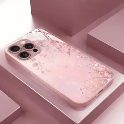 Oil Painting Pink Flowers Phone Case with Tempered Glass Cover - Reno7 Pro 5G (BLMGF - 325JBL25101301)