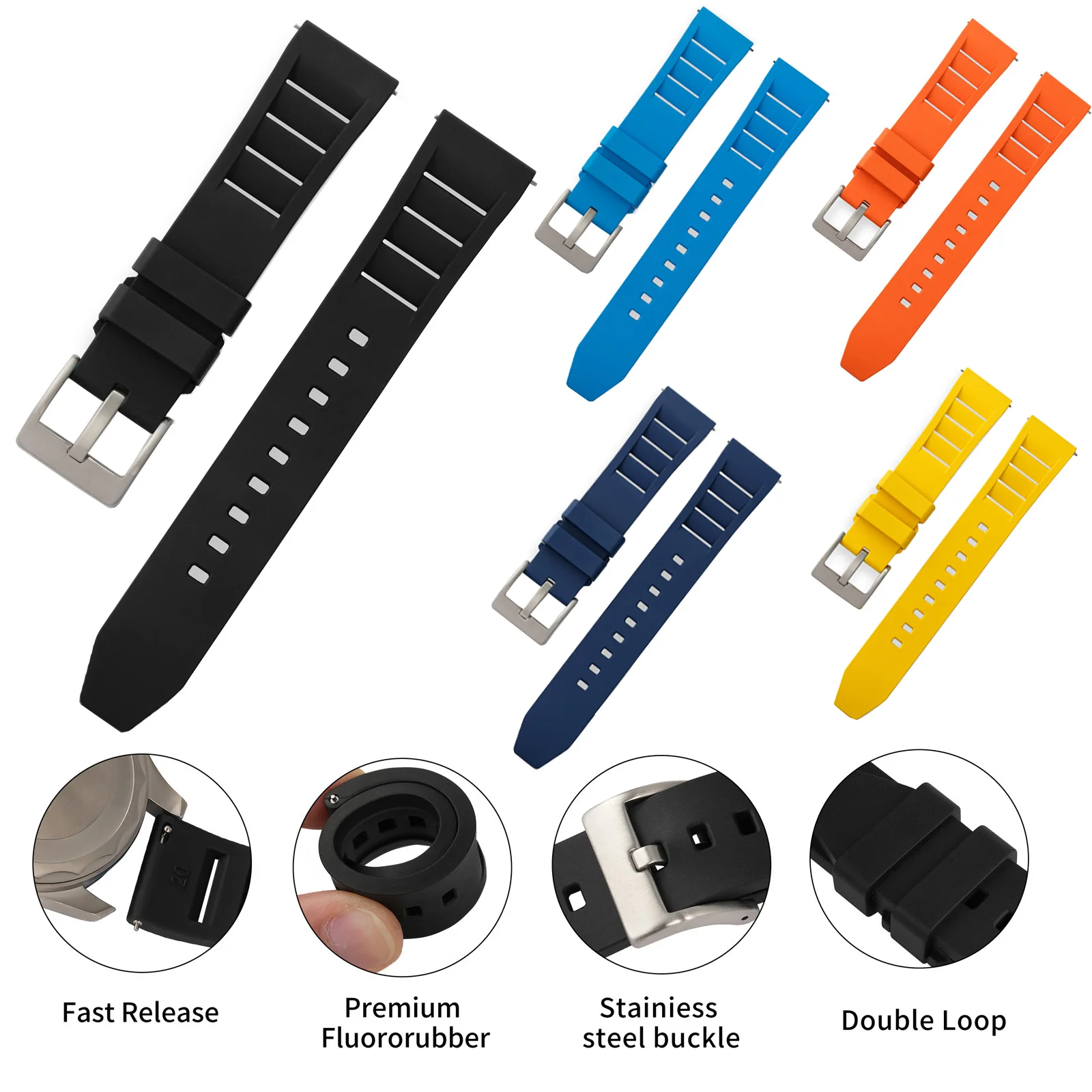 Inexpensive Great Rubber 20 mm Watch Band Replacement MWW12F000003_K0021408
