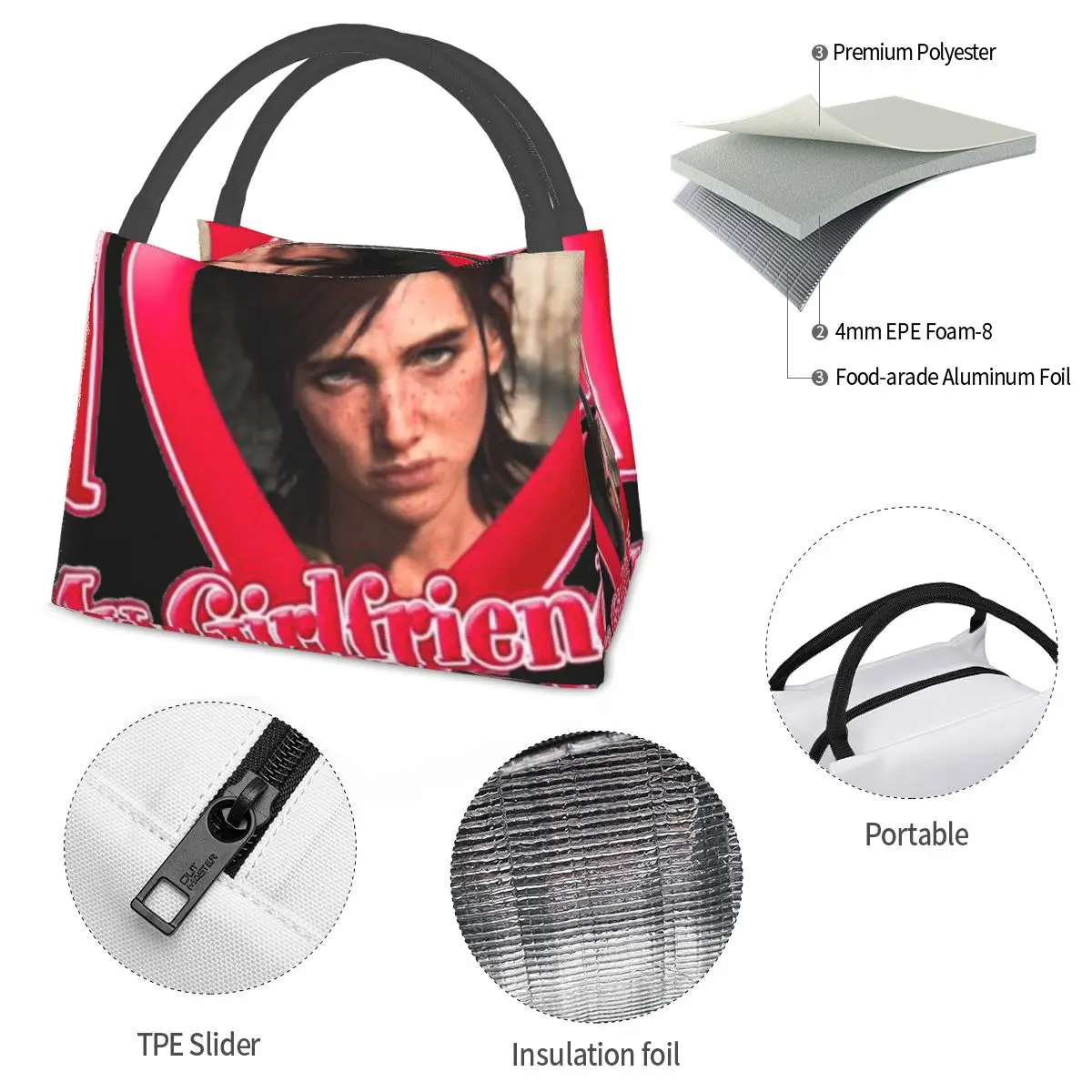 I Love My Girlfriend Ellie Williams Portable insulation bag for Cooler Thermal Food Office Pinic Container