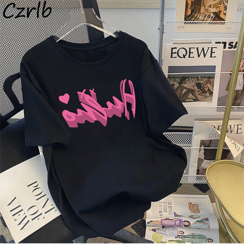 Camisetas de manga corta mujer, ropa de estética Simple que combina con todo, moda holgada Ulzzang BF, gran oferta, M - AliExpress