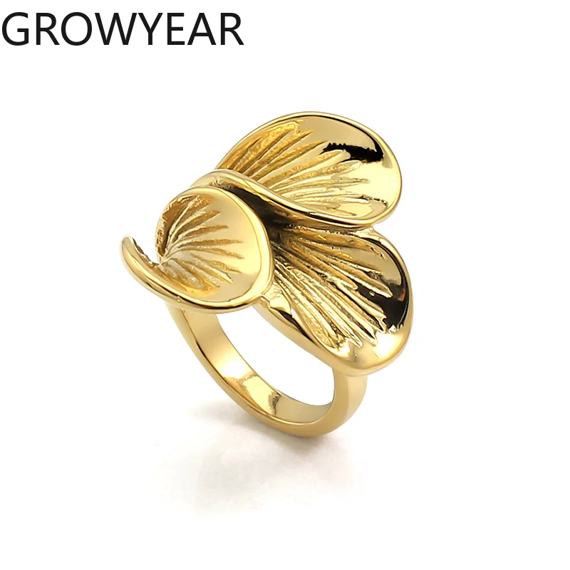 Fashion Simple Jewelry Rings 18K Gold Plated Stainless Steel Exquisite Design Open Adjustable Size Rings Women