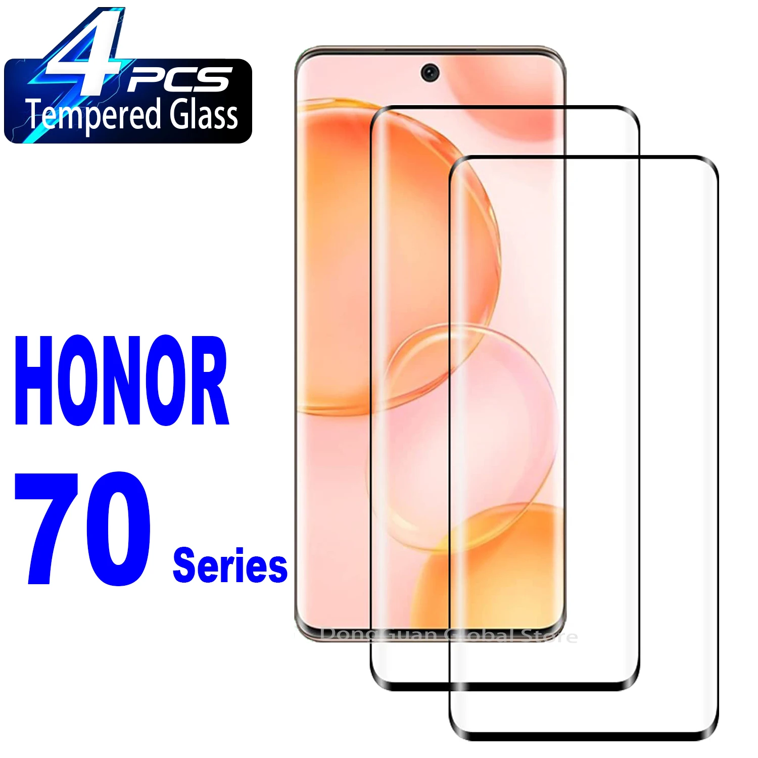 

2/4Pcs Tempered For Huawei Honor 50 60 70 80 90 Pro Fingerprint Unlock Curved Anti Scratch Screen Protector Glass