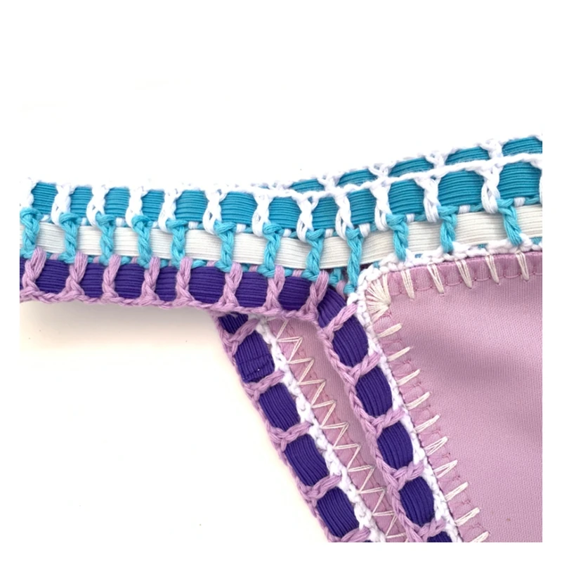 Handmade Crochet Bikini - Women's Two Piece Swimwear, Elastic Triangle Top & Low-Rise Bottoms