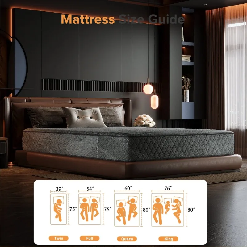 mattress, 10-inch gel memory foam king mattress for sleep and pressure relief, medium plush texture for breathability 4