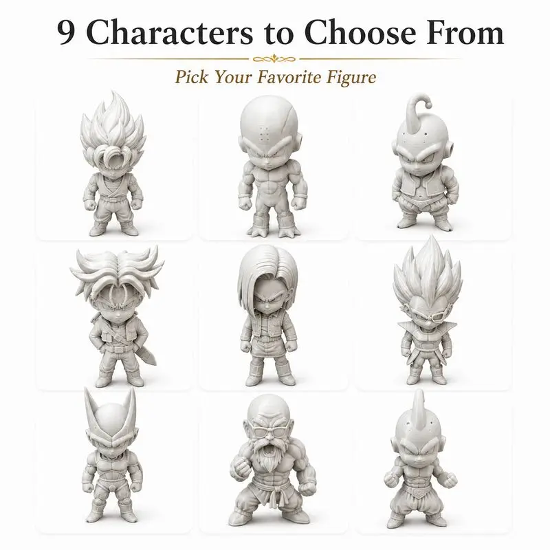 9 Stile zur Auswahl: Anime Dragon Ball Saiyan Unbemalte Figur, Weiße 3D-Statue zum Selbstbemalen, DIY-Modell, Schreibtisch-Sammlerstück, Dekoration