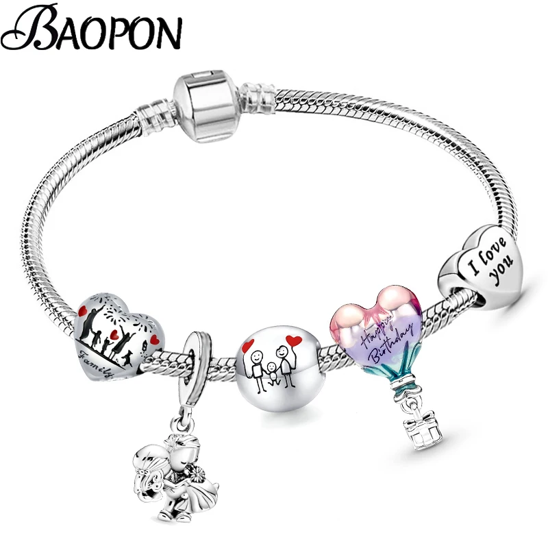CON ABALORIOS de romántico para mujeres y parejas, pulsera con cuentas de amor familiar, regalo de joyería, oferta especial| | AliExpress