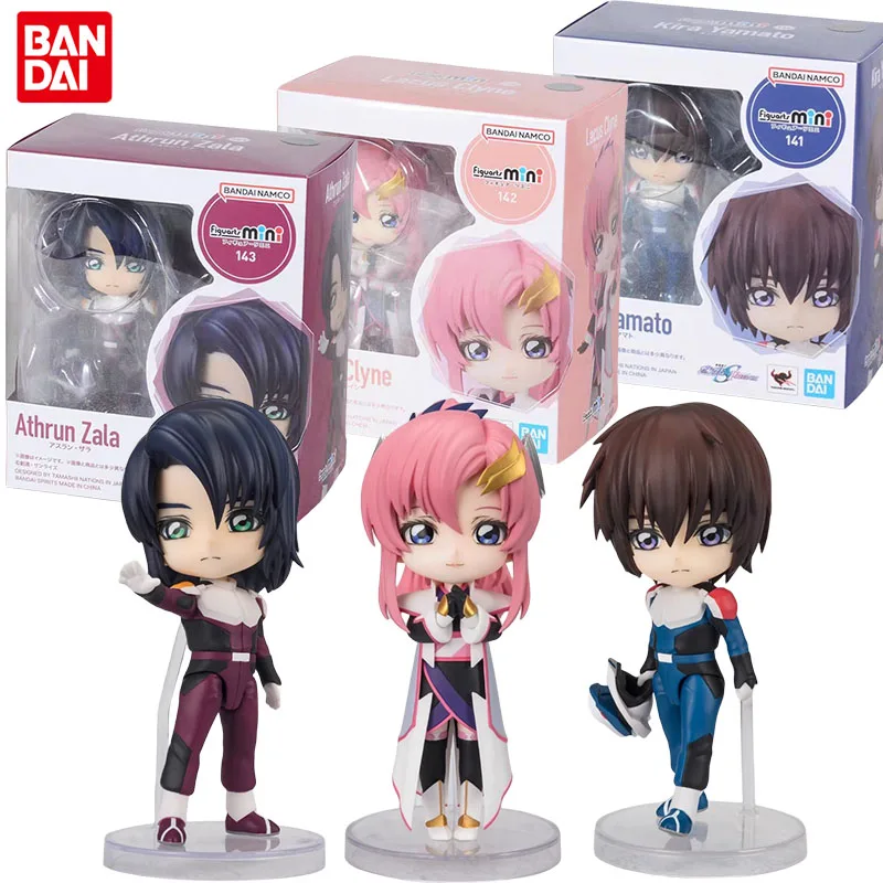 Bandai Genuine Figuarts Mini Gundam Anime Figure Athrun Zala Lacus Clyne Kira Yamato Action Toys For Kids Gift Modello Da Collezione