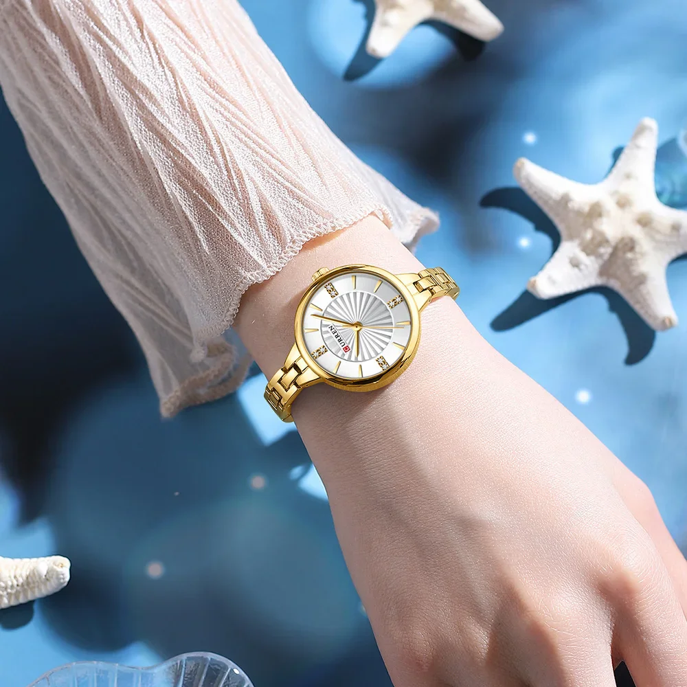 CURREN 9097 Women's Casual Quartz Watch Elegant Simple Design Waterproof Stainless Steel Strap Fashion Business Wristwatch Lady 4