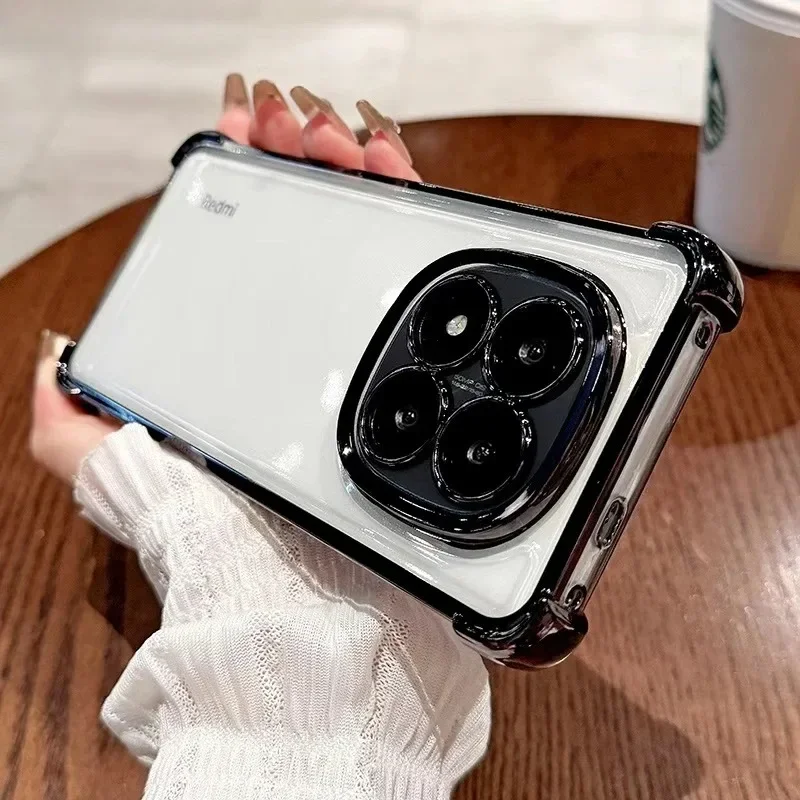 Transparent Silicone Shockproof Phone Case with Plating Finish and Soft Back Cover Bumper