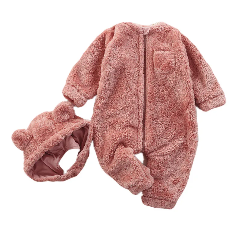 

Baby Girls Boys Clothes+ Hats Newborn Jumpsuit Infant Autumn and Winter Flannel Long Sleeve Romper 0-24 Month