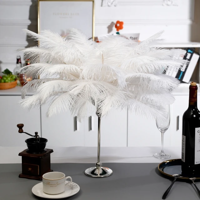 Decorazione Tavolo Matrimoni 10 Piume Struzzo Naturali 20-25cm - Main Image
