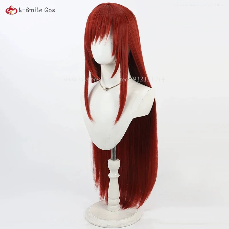 NIKKE Rapi Cosplay Perücke 100cm Weinrot Hitzebeständig Synthetik Haar 5