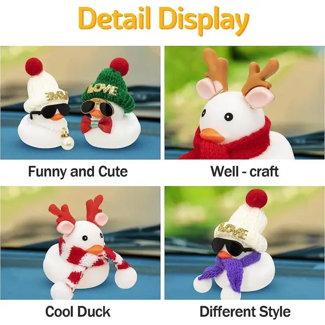 Gummi Ente Auto Ornamente süße Ente mit Schal Neuheit Squeeze Ducky süße  Ente mit Weihnachts schal Squeeze Ducky Auto Armaturen brett - AliExpress