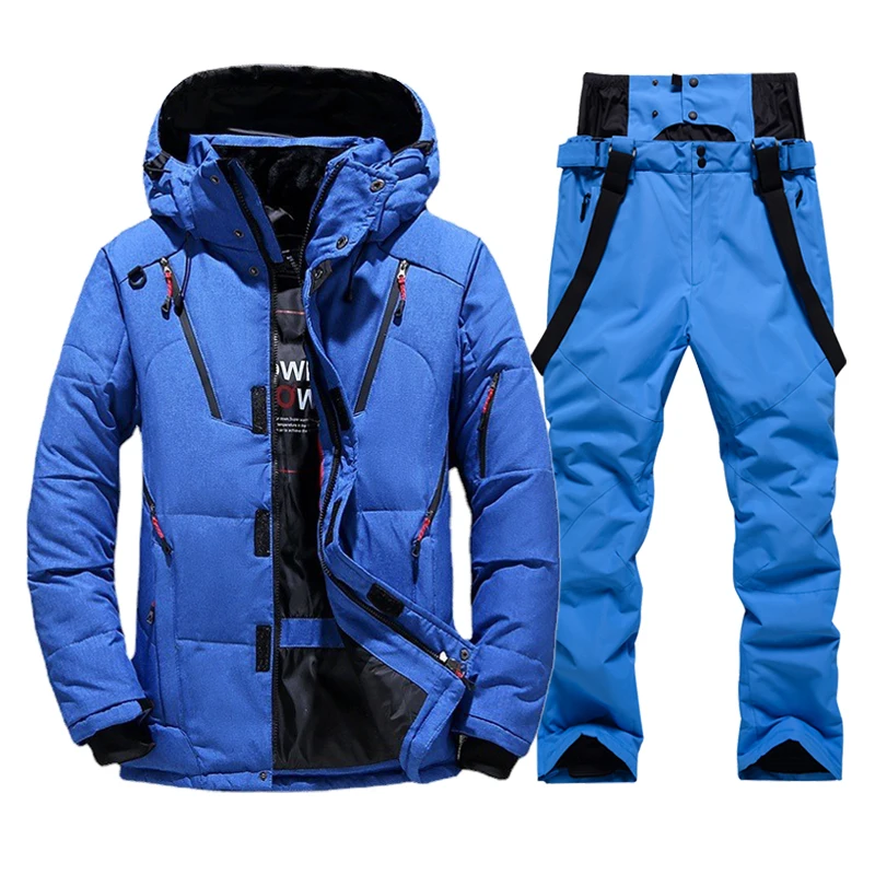 Men Winter Ski Suit Snow Down Jacket And Pants Warm Waterproof Windproof Skiing and Snowboarding Suits Down Coat