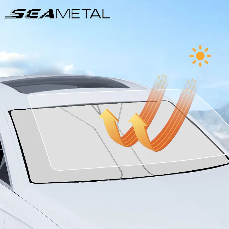 Car Sunshade SEAMETAL Car Front Sunshades Foldable Windshield Sun Blocker Universal Fit for Car Truck SUV