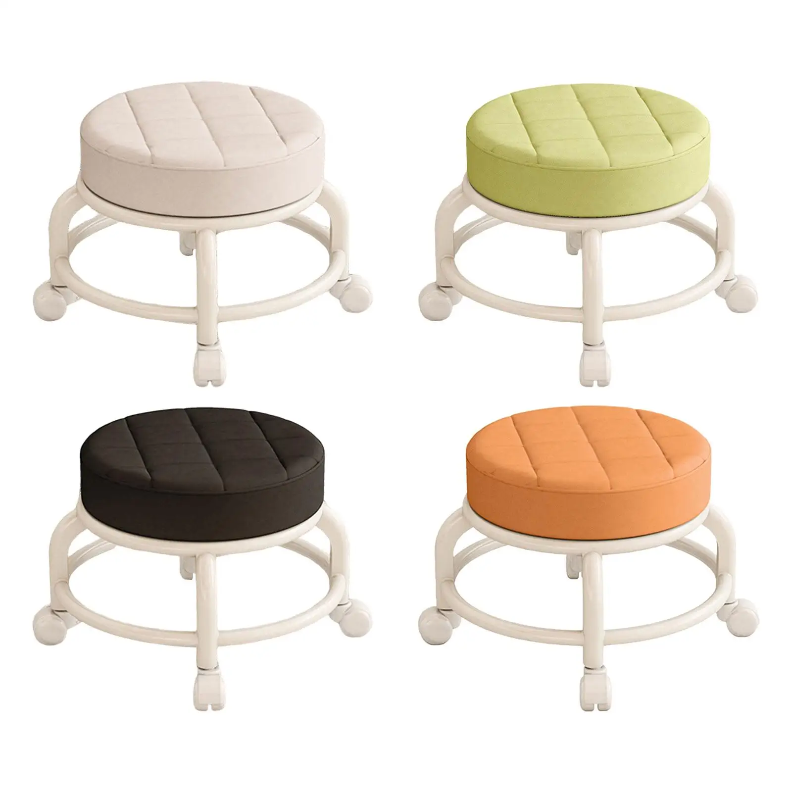 

Round Roller Stool 360° Rotating Rolling Stool Heavy Duty Portable Pulley Wheel Stool for Library Car Washing Garage Office