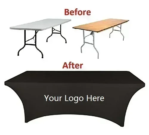 DD 4ft 6ft 8ft Custom Logo Spandex Table Cover Stretch Table Cloth Hotel Banquet Wedding Exhibition Counter Decor Tablecloth - Image 3