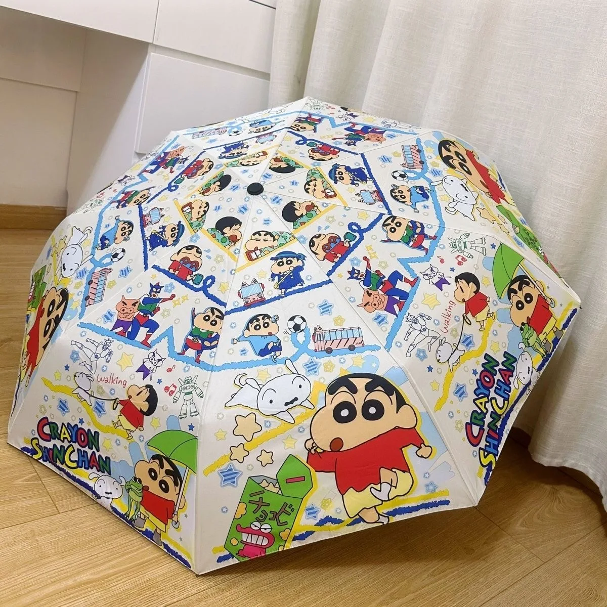 Fully automatic umbrella dual-purpose student sun protection parasol crayon Shin-shi's portable folding parasol new model
