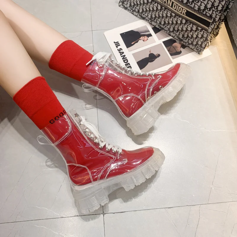 2023 New Women's Transparent Sock Boots Women's Boots Trend Hundred Fashion Boots Netroots Explosion Rain Boots Waterproof Boots