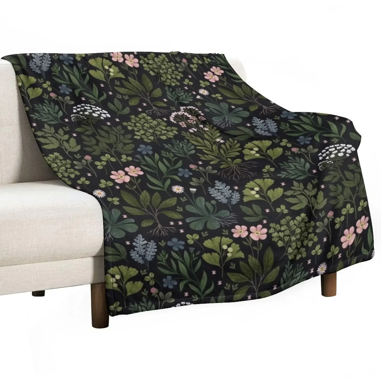 

Herbarium Dark Throw Blanket Warm Beautifuls Blankets