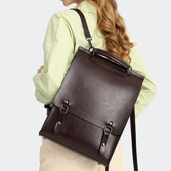 Nuovo zaino in pelle alla moda per donna, zaino in stile college britannico, zaino in pelle di vacchetta per pendolarismo universitario