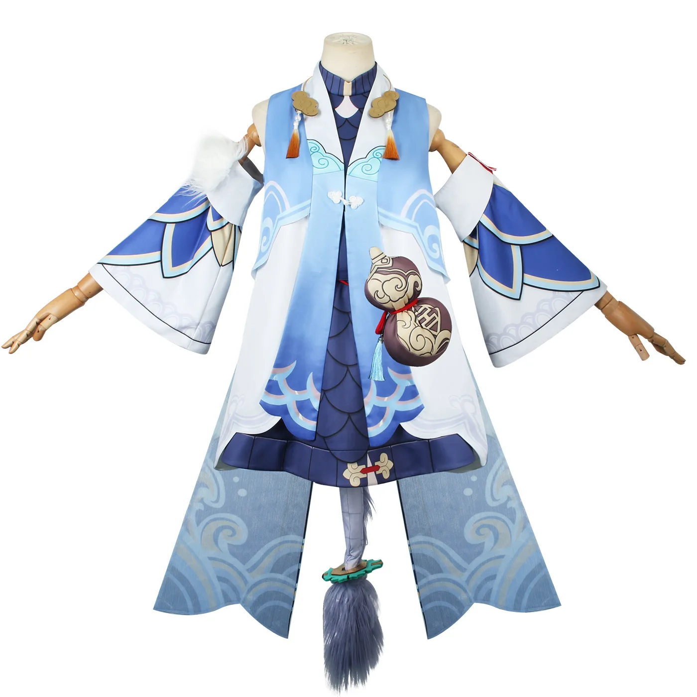 

Woman Men Cos Wigs Full Set Anime Game Honkai: Star Rail Bailu Halloween Cosplay Costumes With Textured Fabrics Accessories