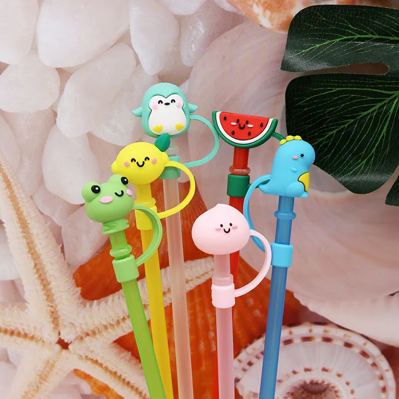 Wharick 2Pcs Silicone Cartoon Straw Cover, Reusable Dust-proof Glass Straw  Tip Plug Drinking Straw Lids Protectors for 8mm Cups Straws Accessories