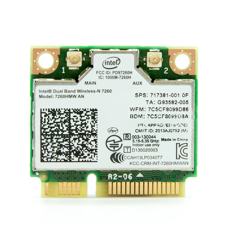 1Pcs 미니 PCI-E 듀얼 밴드 2.4G/5Ghz 무선 네트워크 카드 AC 7260 7260HMW 블루투스 4.0 802.11a/b/g/n
