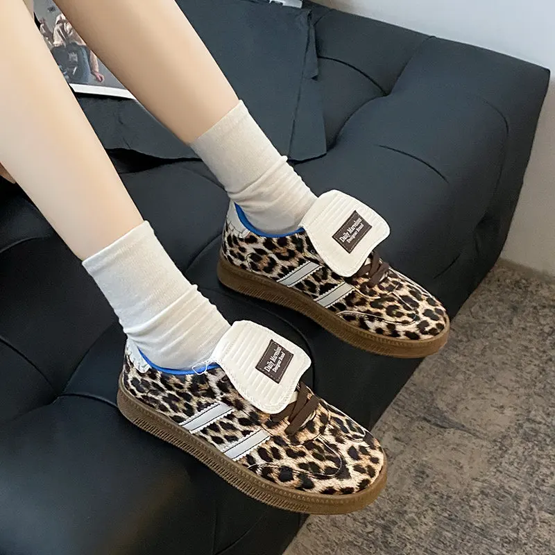 Retro Leopard Women's Casual Shoes Comfortable Breathable Trendy Shoes Woman Non-Slip Wear-Resistant Skateboard Sneakers Female