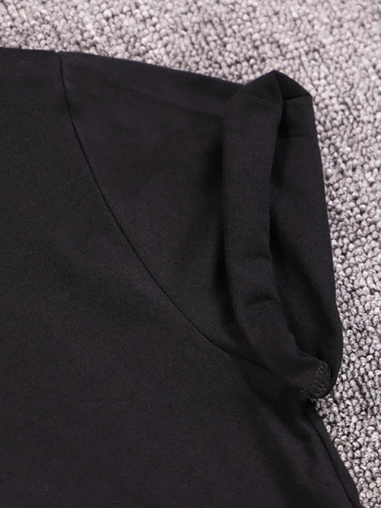Black Solid Color Clothing Male T Shirts High Quality New Tshirt Summer Casual Cotton Tops Hip Hop Breathable Tee Clothes 3