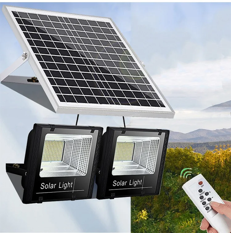 solar led flood lights 2 head outdoor solar spotlights Aluminum Waterproof Super Bright Solar Street Flood Wall Light With Remote Exterior solar lights solar wall lights outdoor