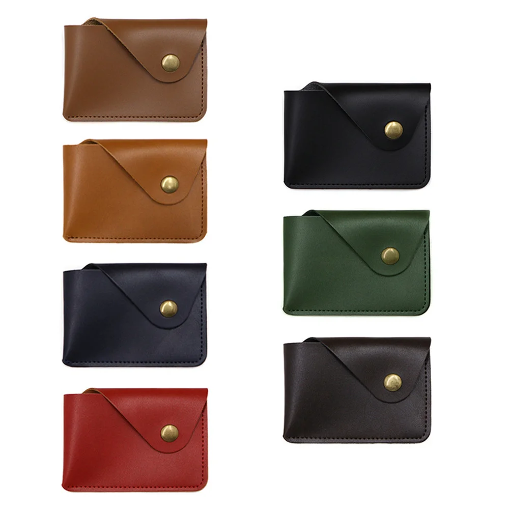 PU Leather Mini Slim Wallet Man Business Id Card Holder with Snap Button Vintage Short Ultra Thin Card Credit Card Holder Wallet