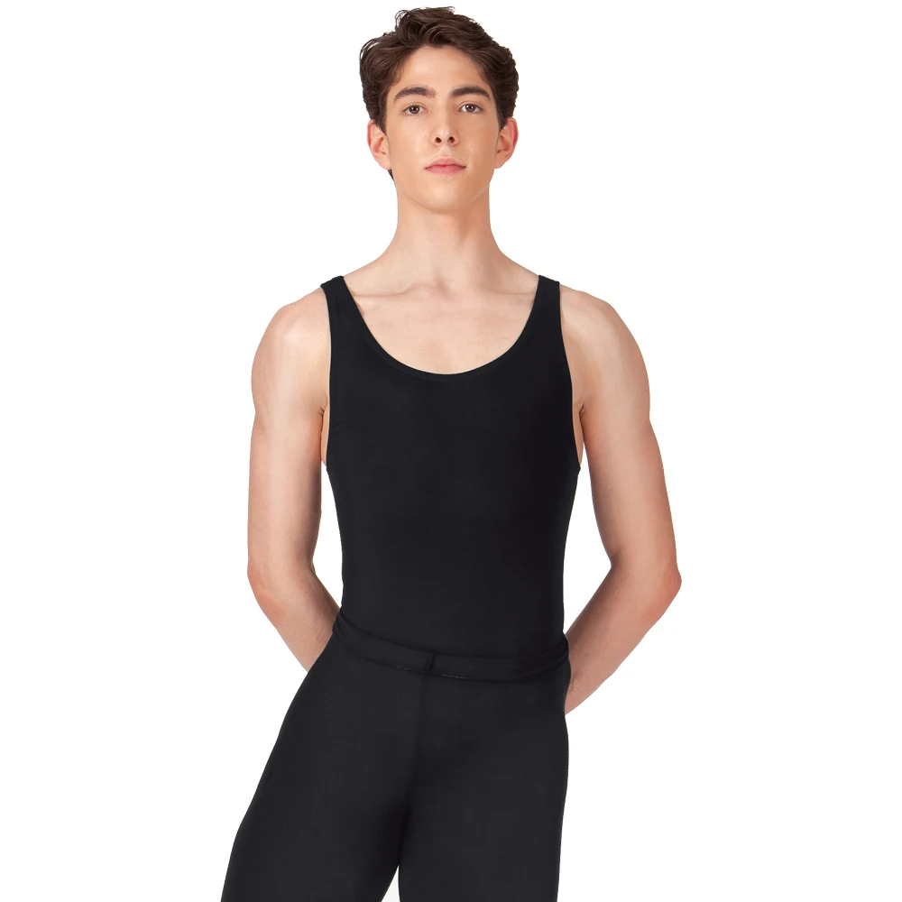 Men Gym Dance Tank Leotard Sleeveless Dancewear Clothes Elastic Nylon Spandex Male Ballet Costumes One Piece Bodysuits Workout