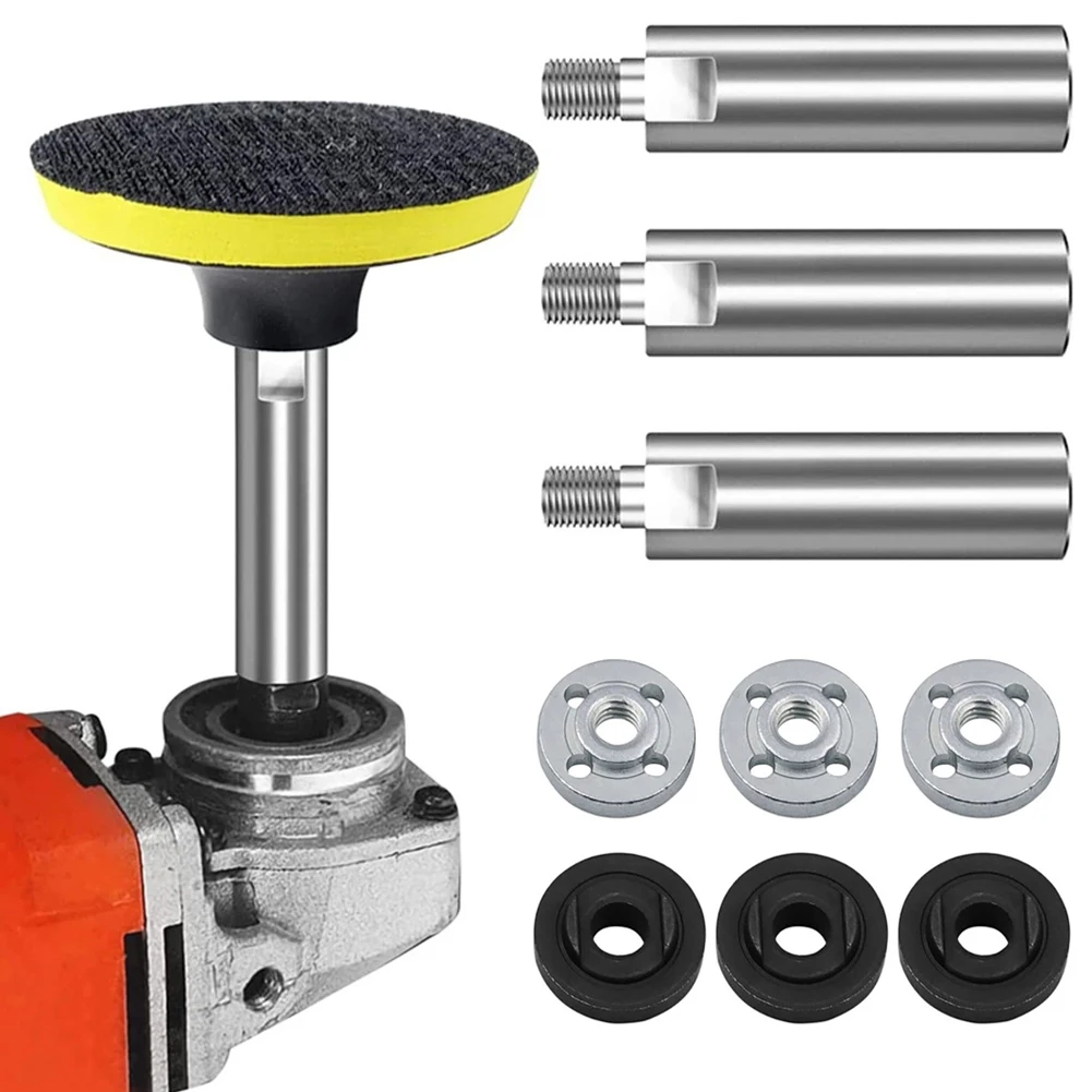 

9pcs14mm Shank Angle Grinder Extension Connecting Rod M10 Thread Stainless Steel Extender Shaft Polisher Accessories