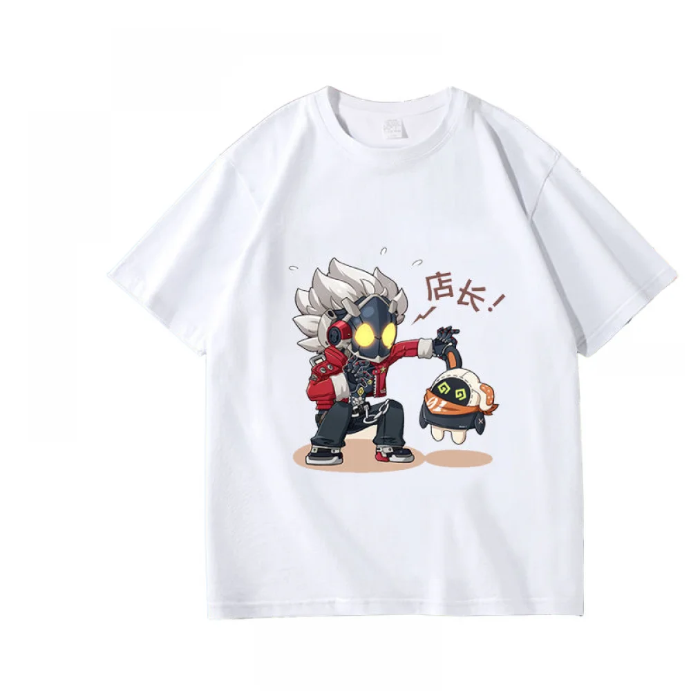 Camiseta de Anime Koleda Belobog de Motorcycle Pattern de algodón de manga corta para fiesta de carnaval de Halloween unisex multicolor