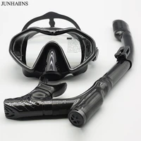 Junhaiins Snorkeling Set Anti-Fog Silicone Tempered Glass Diving Mask, Adult Goggles Leak-Proof Snorkeling Mask for Man 1