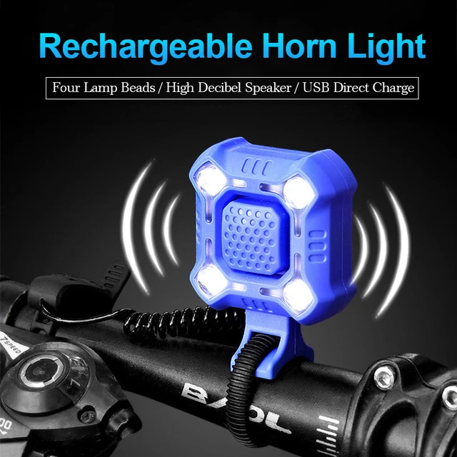 140 dB Electric Bike Bell 4 Lamp Cycling Light 1200mAh Electric Horn  Waterproof USB Charging Loud