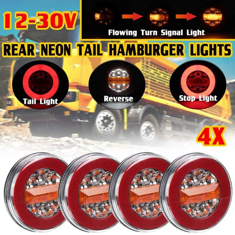 

4X 43LED круглая гамбургерная Плавная задняя часть заднего хода, трейлер для грузовика 12-30V IP67