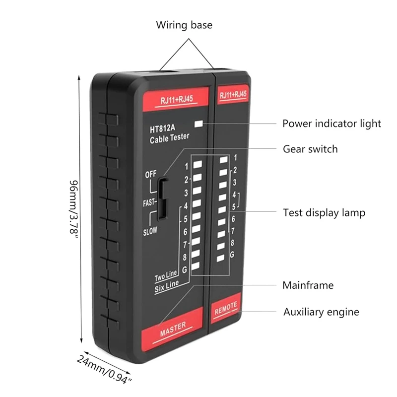 Wire Telephone Line Test Meter HT812A Cable Tester Line Finder RJ11 RJ45 Cable Toner Finder Tooln01r