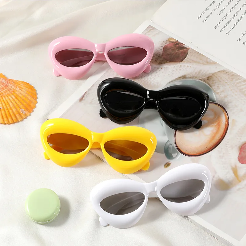 3-12 Years Cat Eye Sunglasses Lip-Shaped Sun Glasses for Girls Boys New Fashion Punk Sunglass Children Y2K Funny Trendy Eyewear