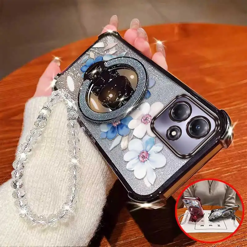 3-Piece Floral Phone Case Set with Lanyard and Stand