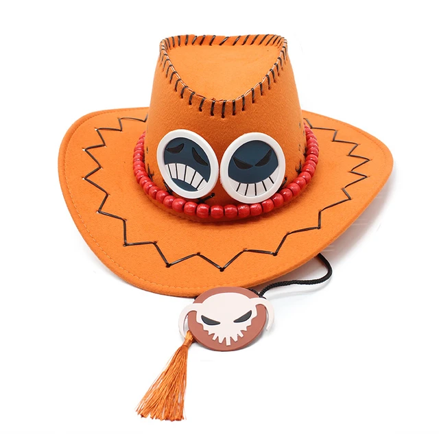 Anime Character Portgas D Ace Cowboy Hat Cosplay Hats Pirates Orange Cap  Suede