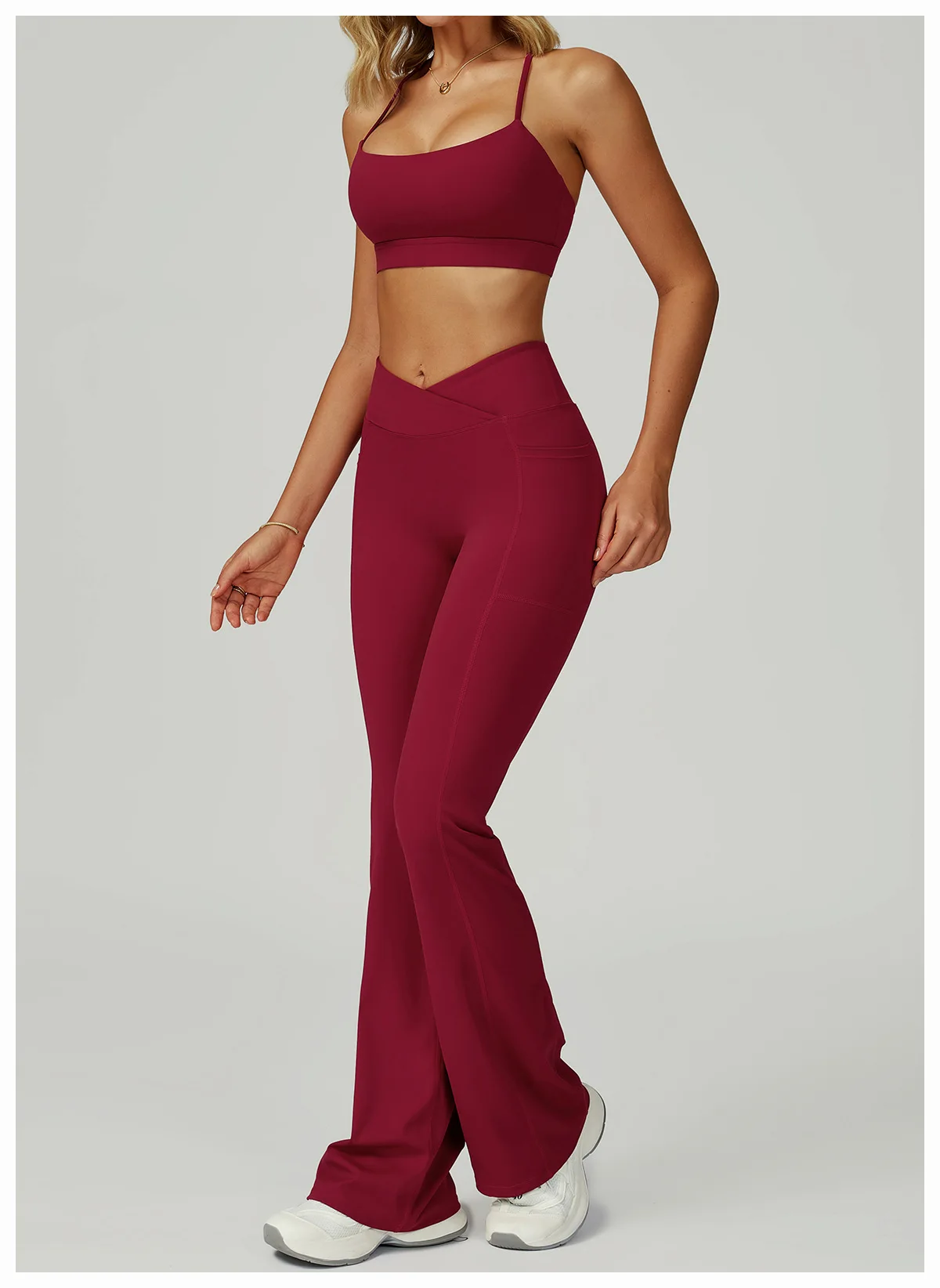 Pantalon Yoga Évasé Taille Haute Femme