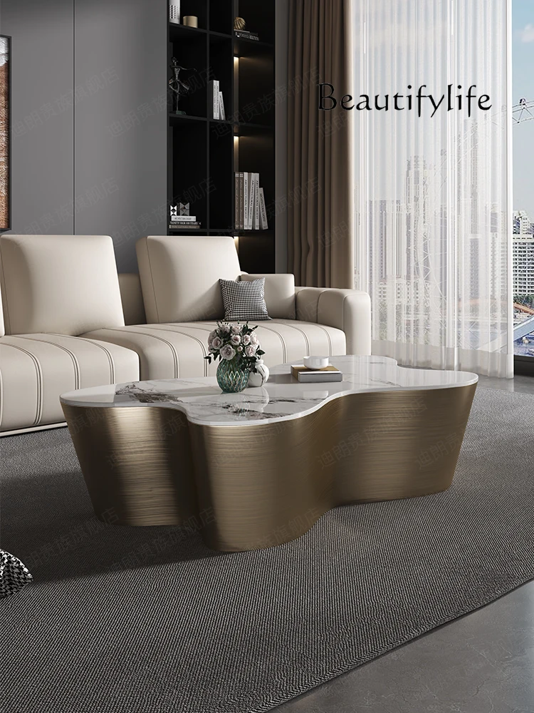 

Italian Style Light Luxury High-Grade Cloud Tea Table Living Room Home Special-Shaped High-End Retro Tea Table