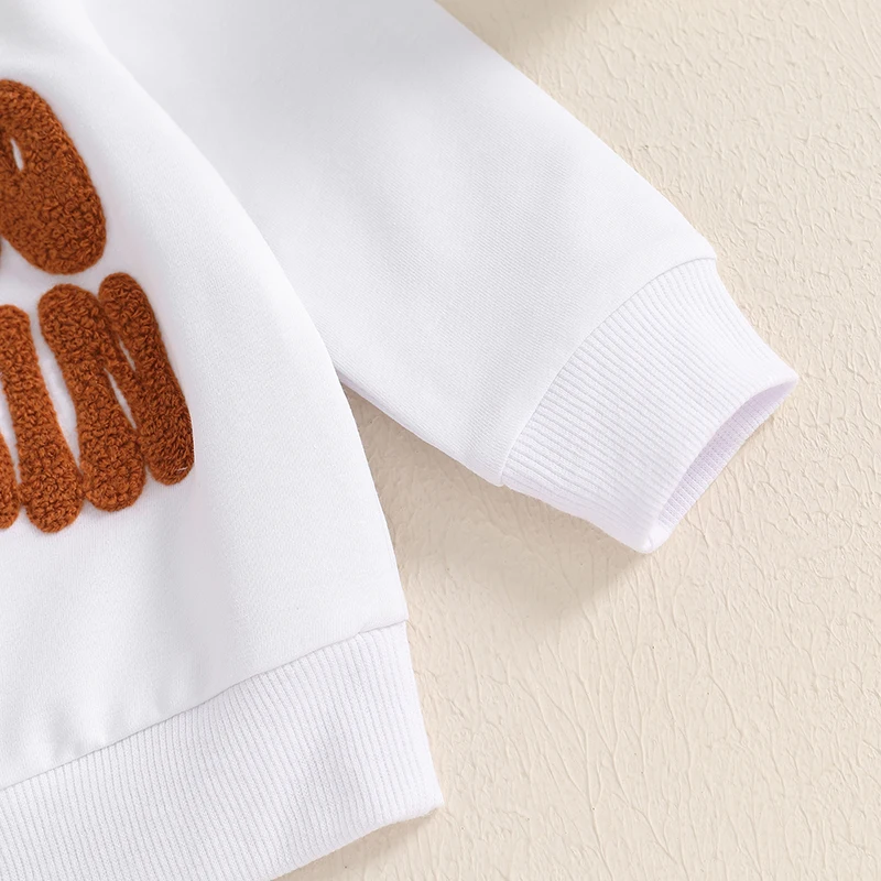 Description Picture 6 of itemBaby Hoodie Long Sleeve Crew Neck Embroidery Letters Sweatshirt Halloween Clothes for Girls Boys